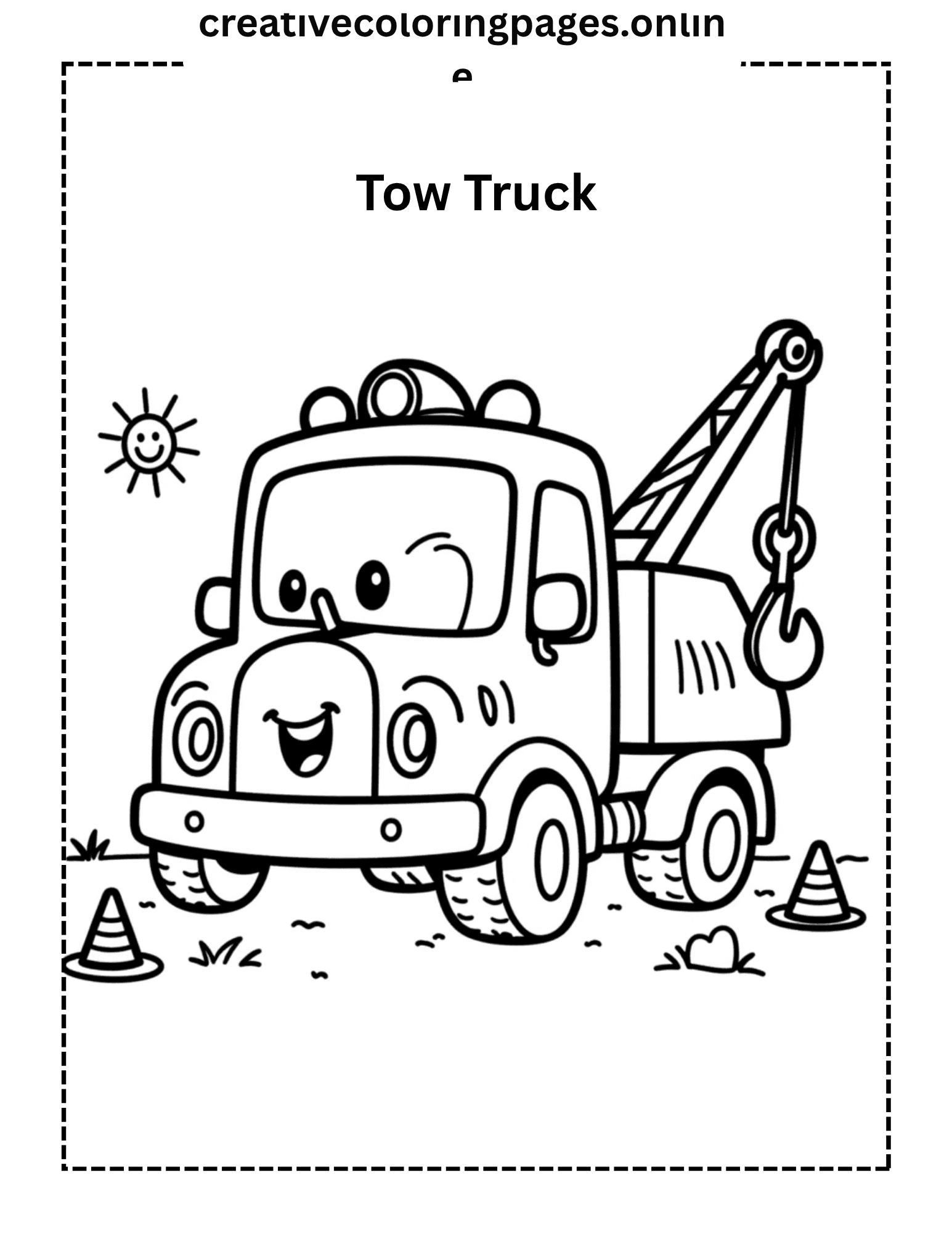 Free Tow Truck Coloring Page - Image 1
