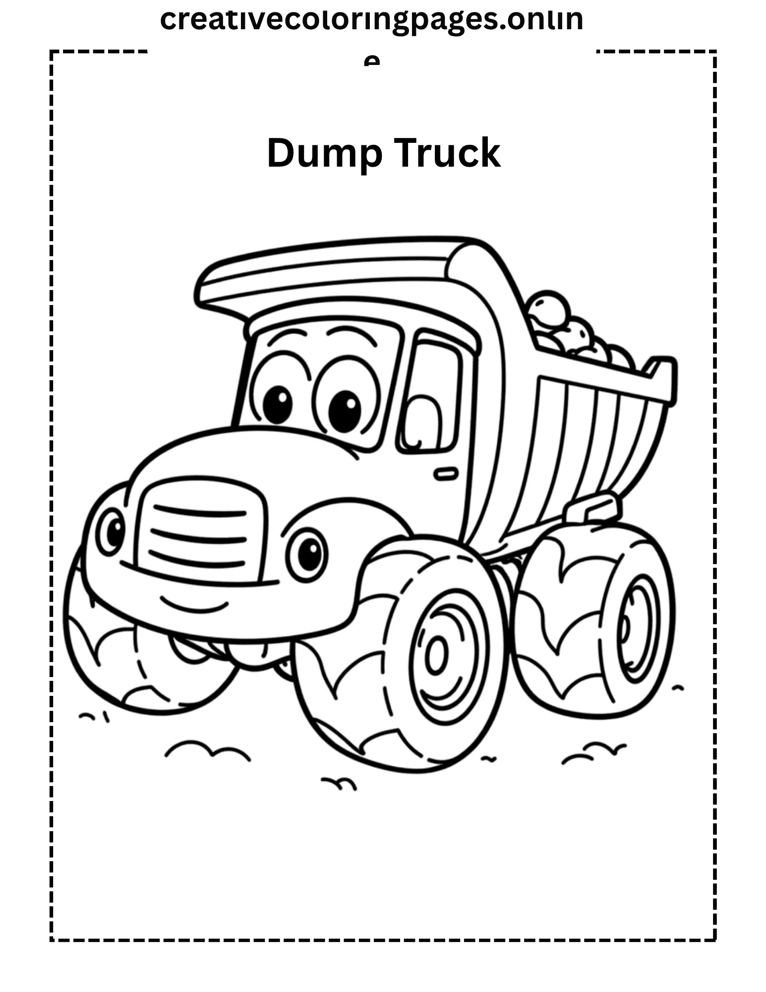 Free Dump Truck Coloring Page - Image 1