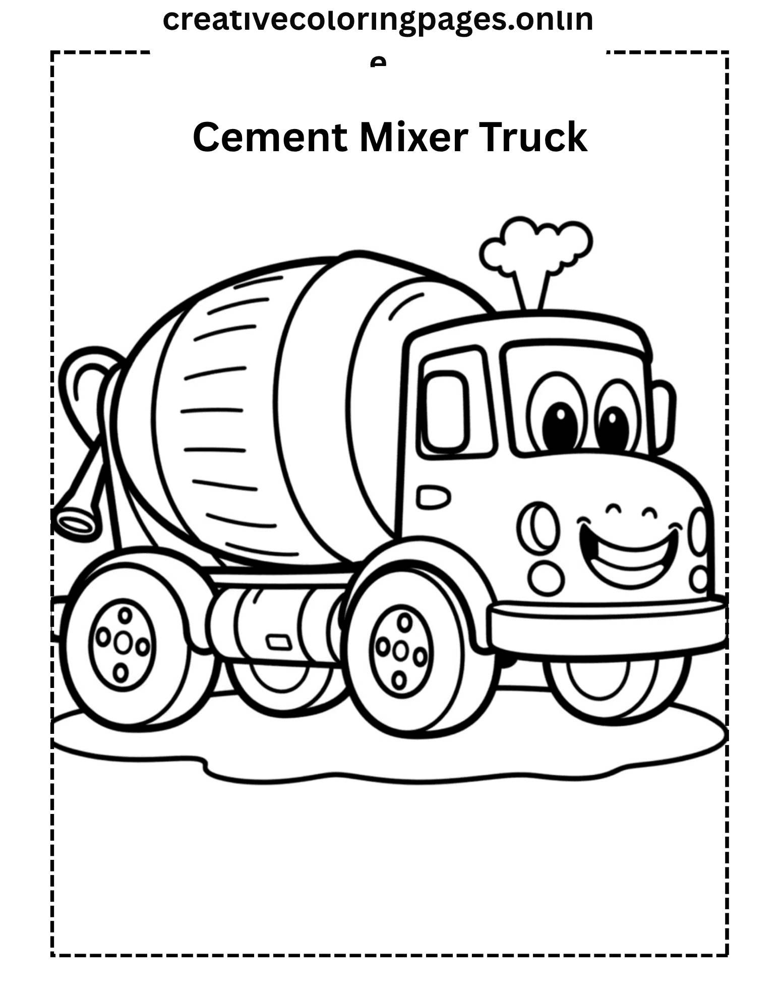 Free Cement Mixer Truck Coloring Page - Image 1