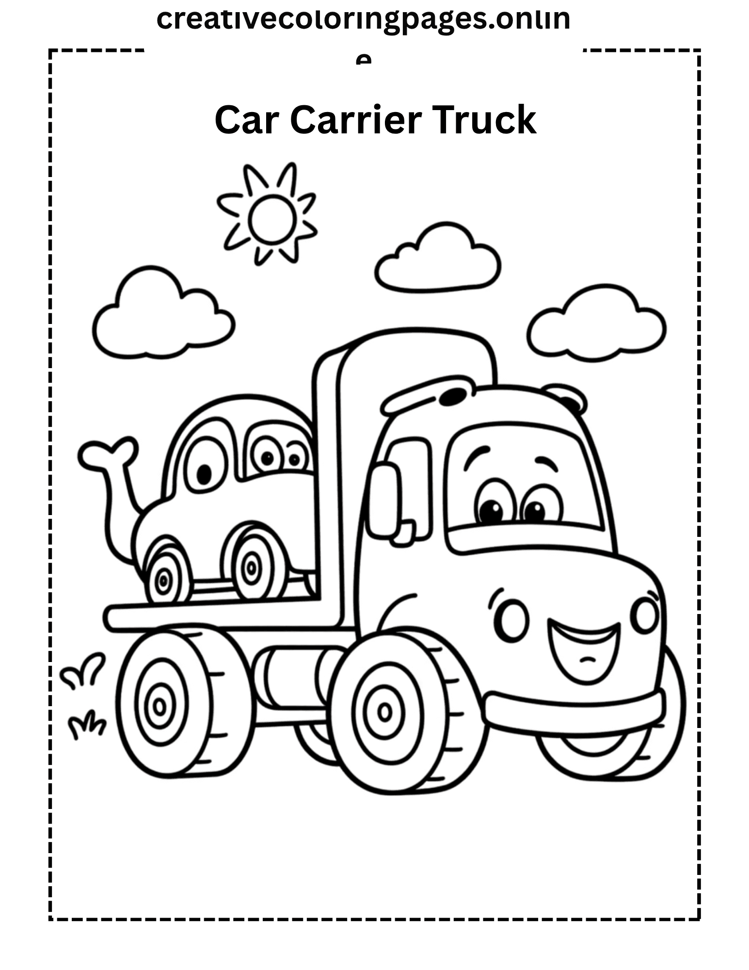 Free Car Carrier Truck Coloring Page - Image 1