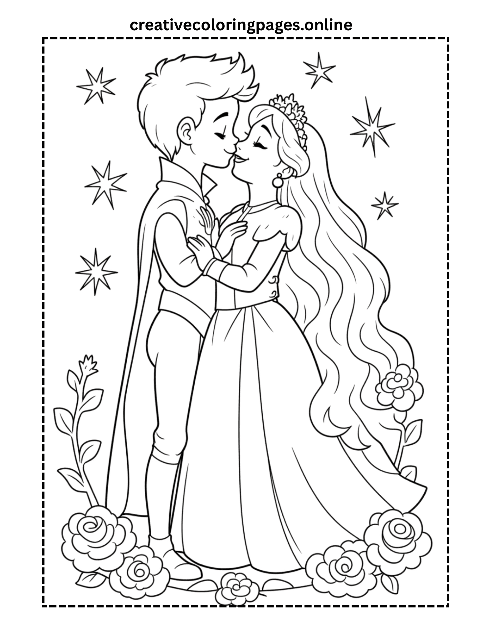 Free Prince and Princess Coloring Page