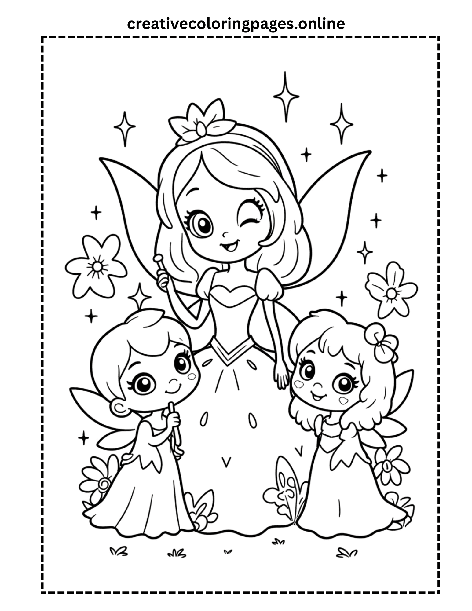 Free Fairy Friends Coloring Page