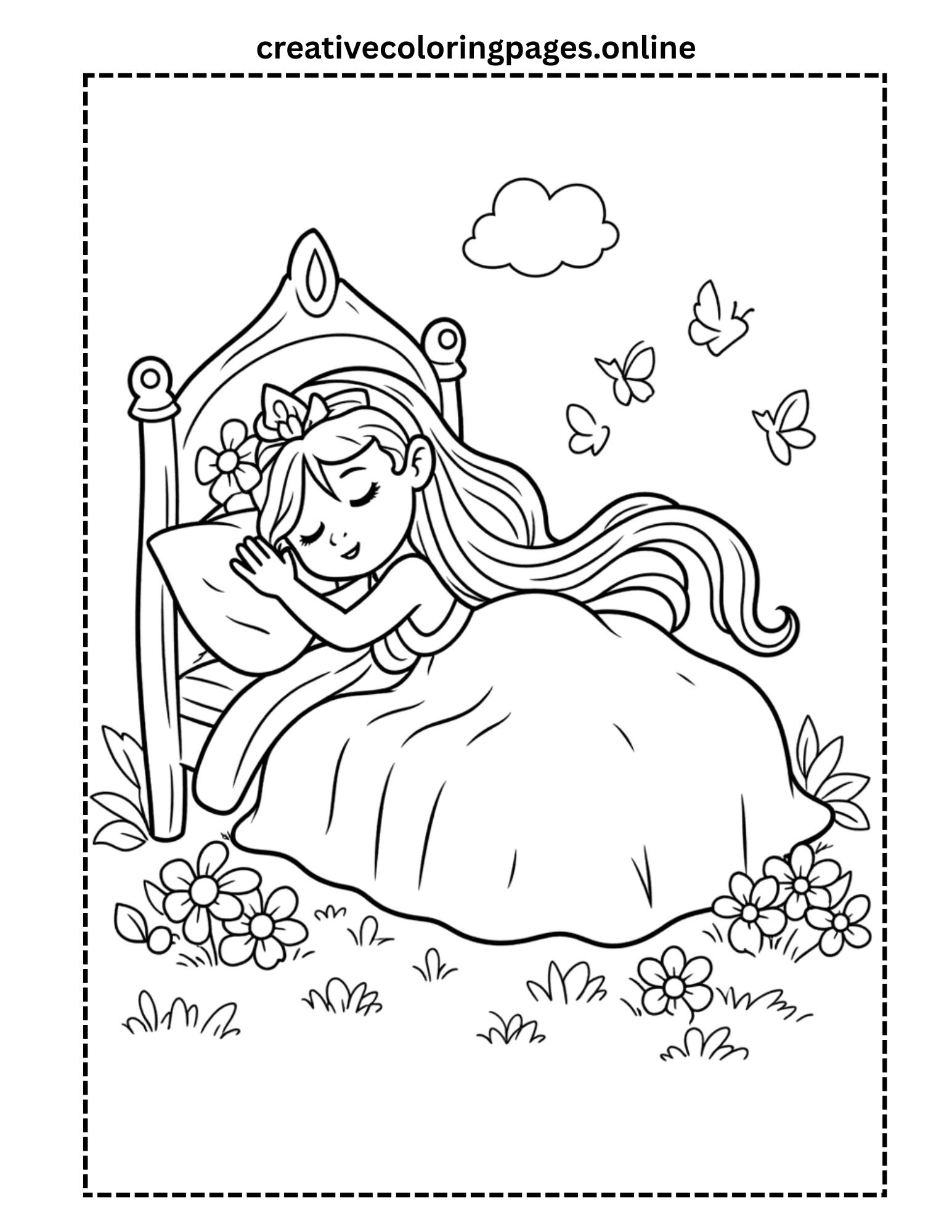 Free Sleeping Princess Coloring Page