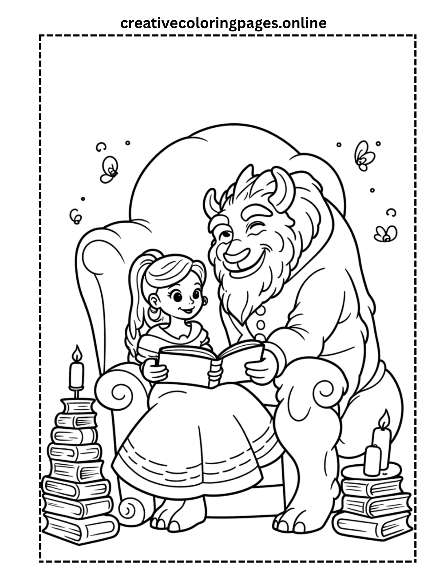 Free Beauty and the Beast Coloring Page
