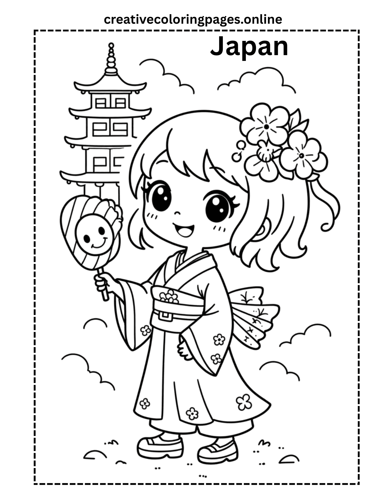 Free Japan Girl Coloring Page