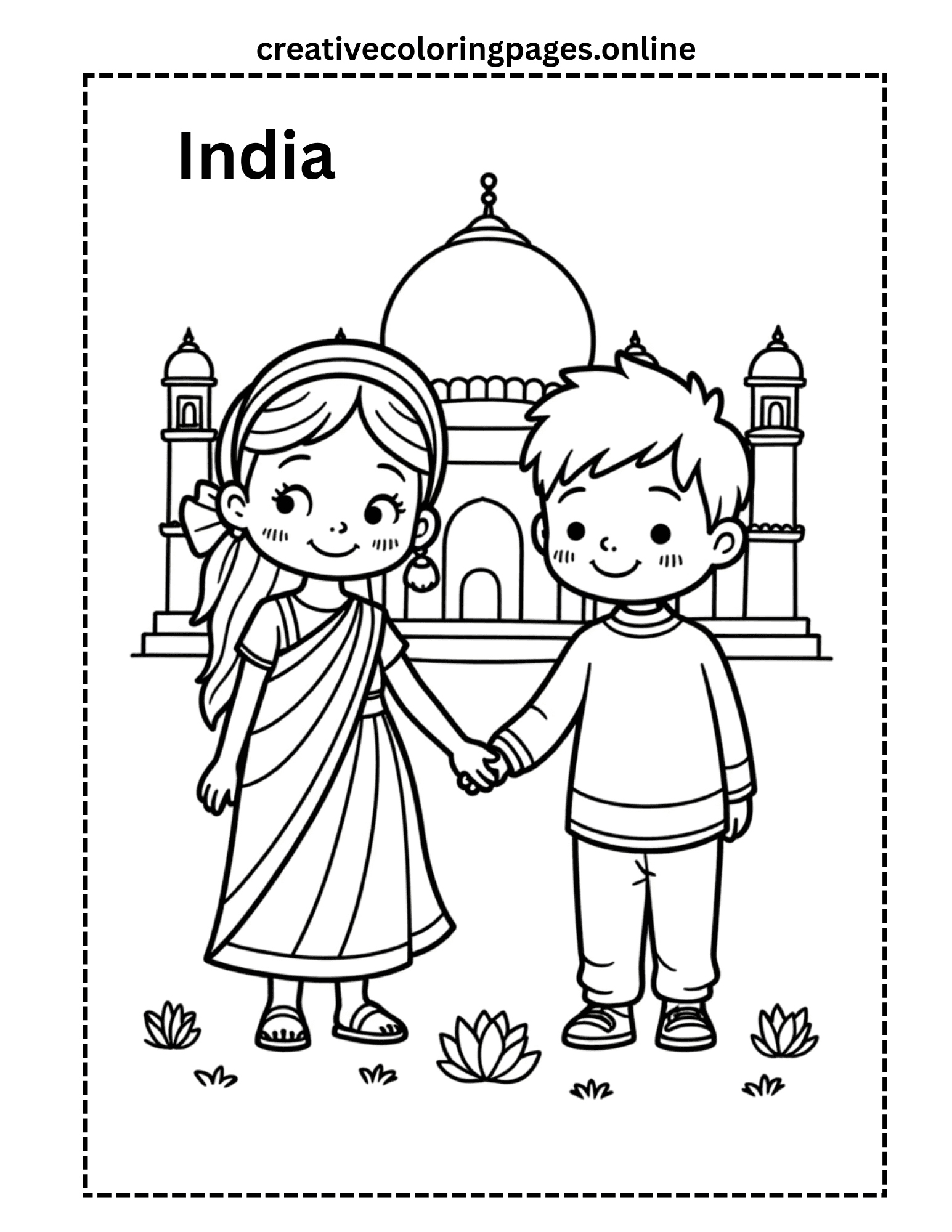 Free India Kids Coloring Page - Image 1