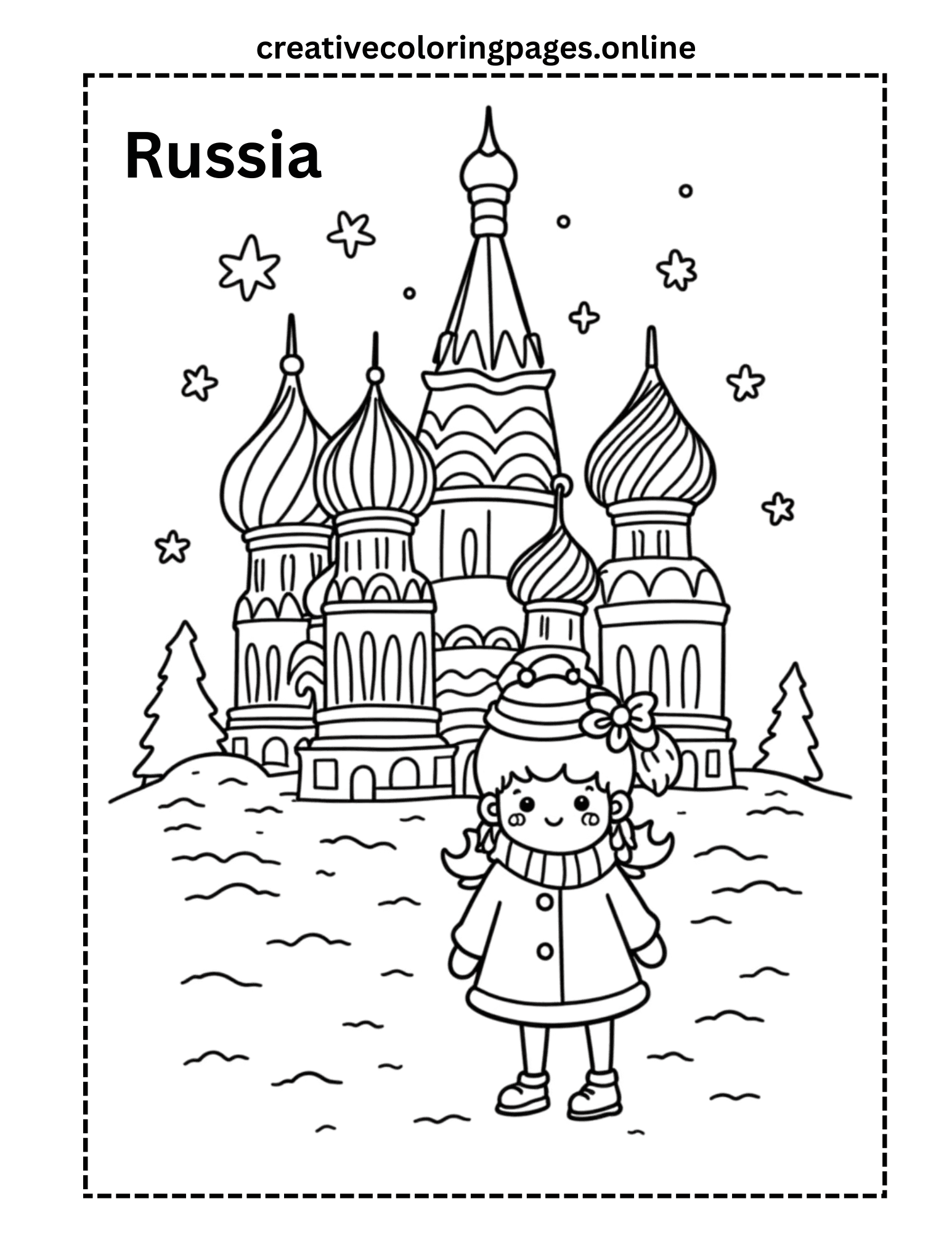 Free Russia Girl Coloring Page