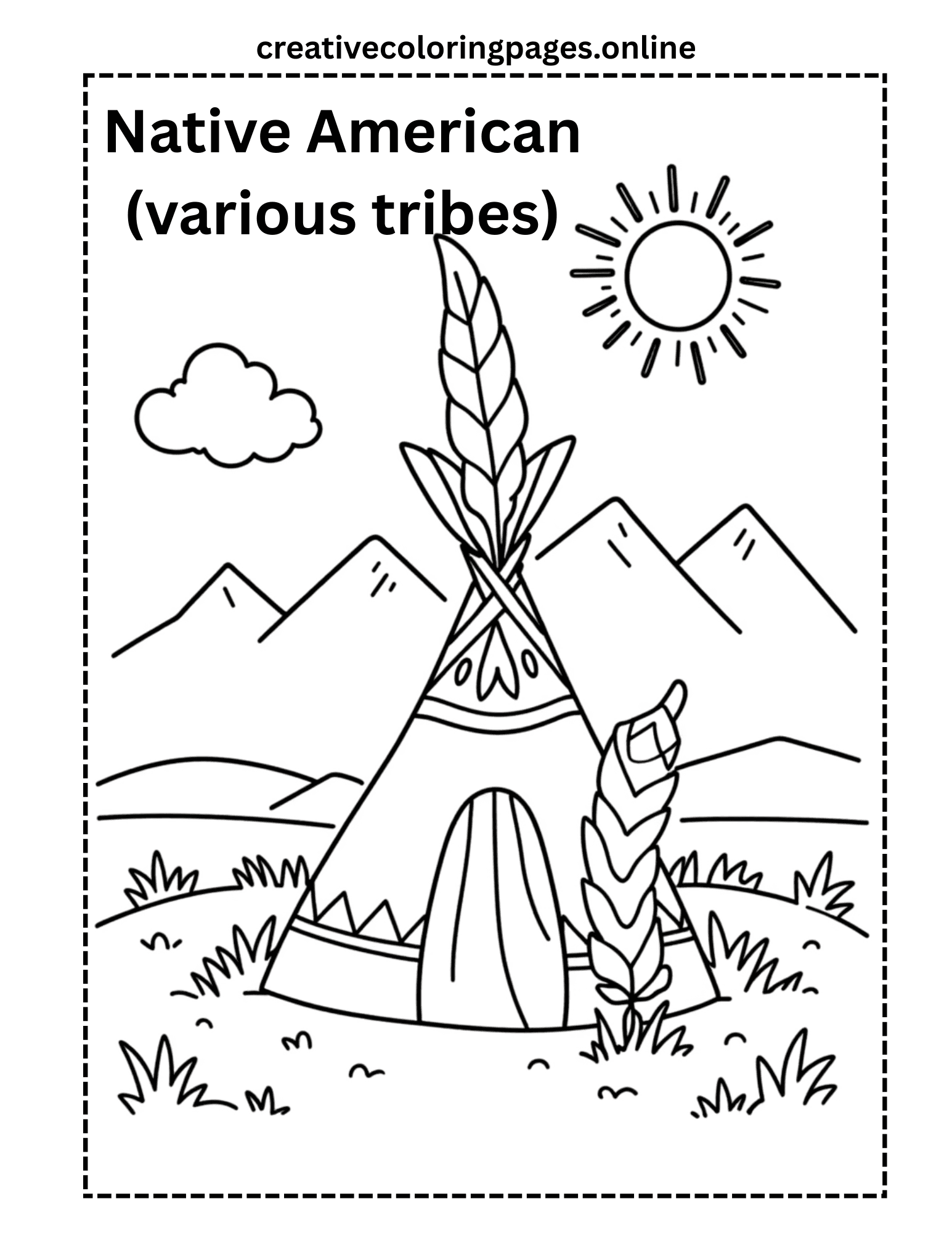 Free Native American Teepee Coloring Page