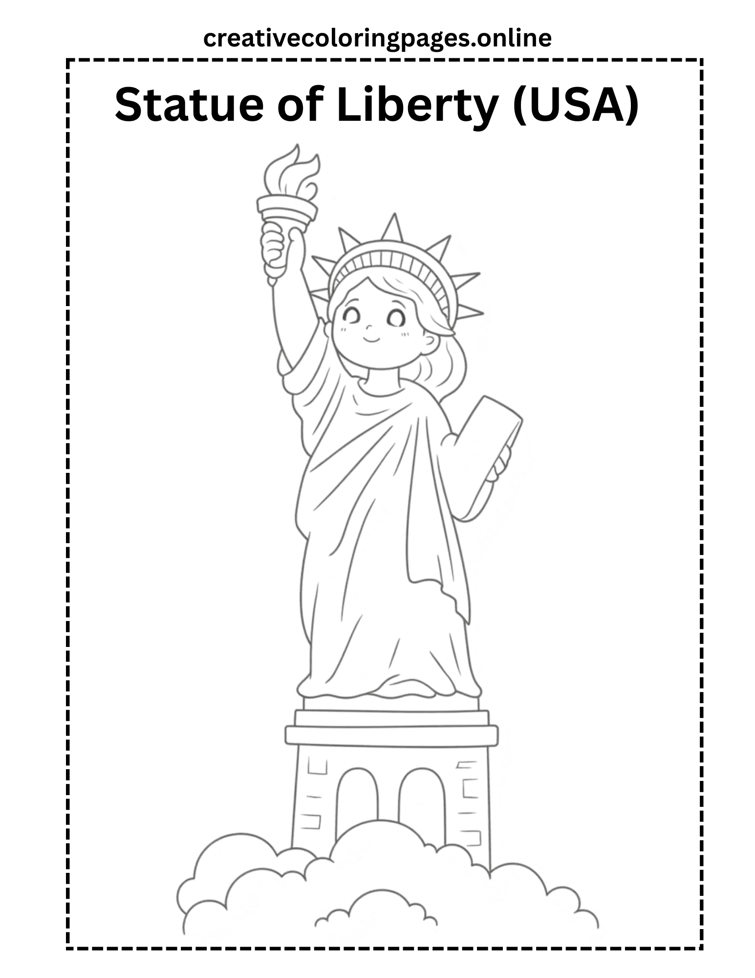 Free Statue of Liberty Coloring Page - Image 1