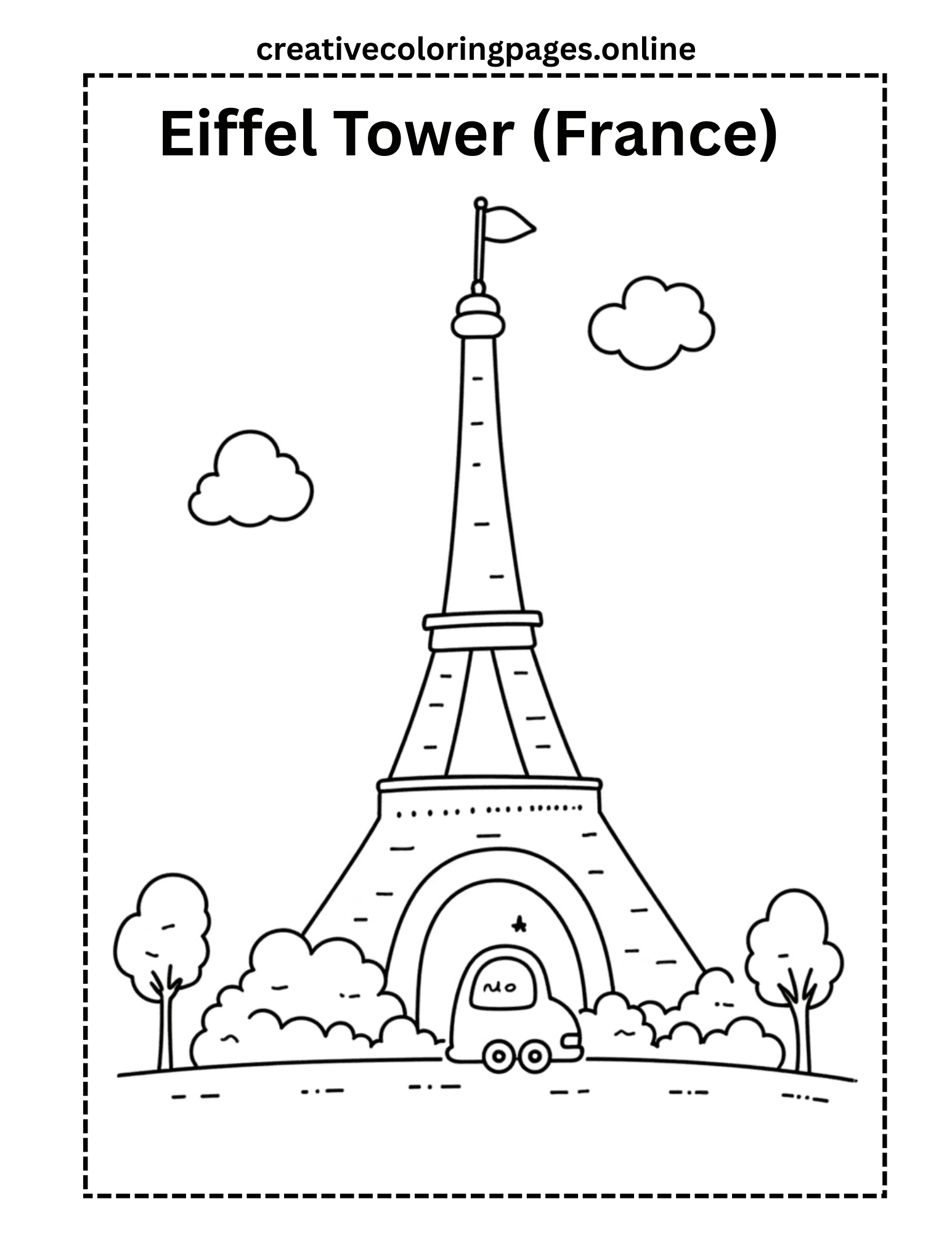 Free Eiffel Tower Coloring Page - Image 1
