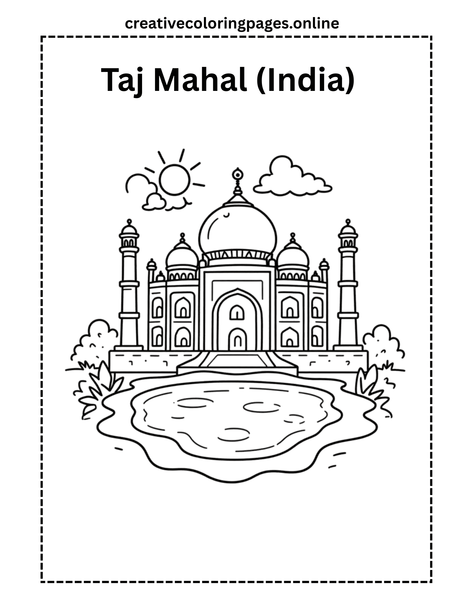 Free Taj Mahal Coloring Page - Image 1