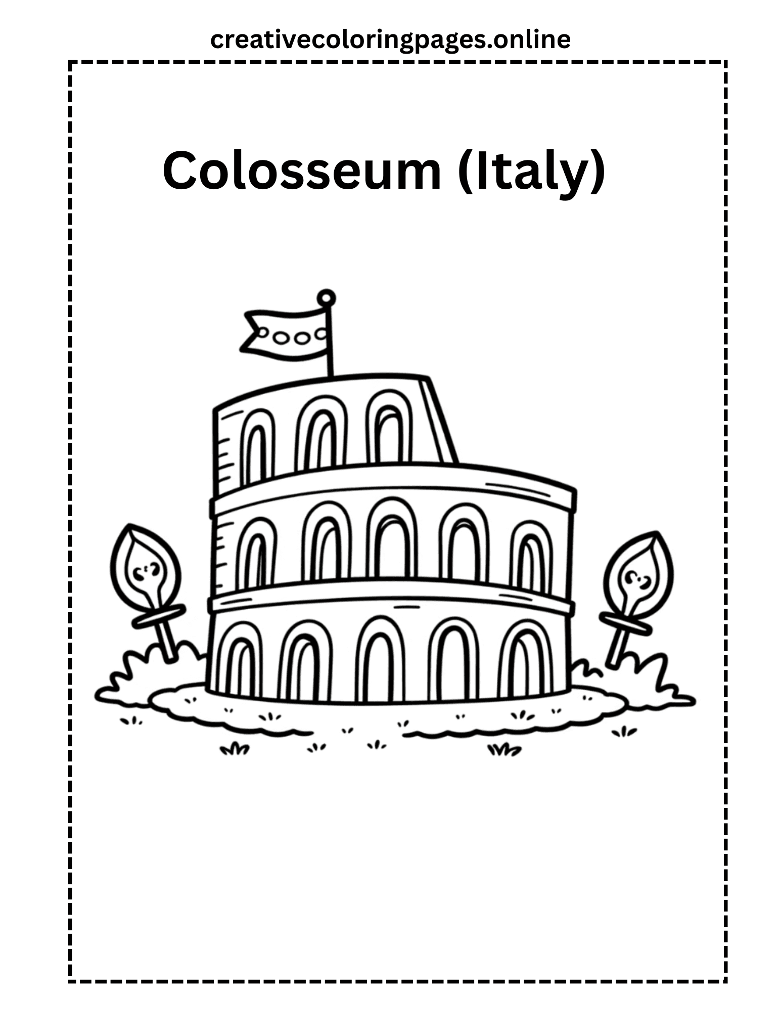 Free Colosseum Italy Coloring Page - Image 1