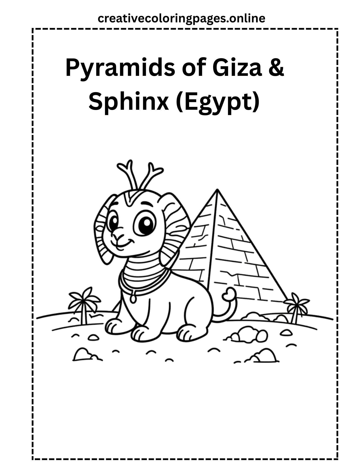 Egypt Pyramid & Sphinx Coloring Page - Image 1