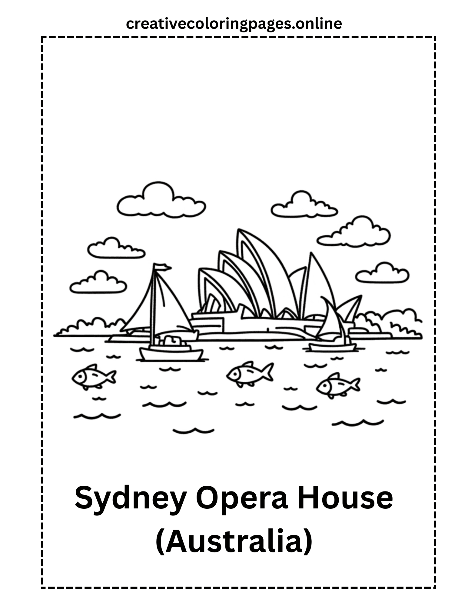 Free Sydney Opera House Coloring Page - Image 1