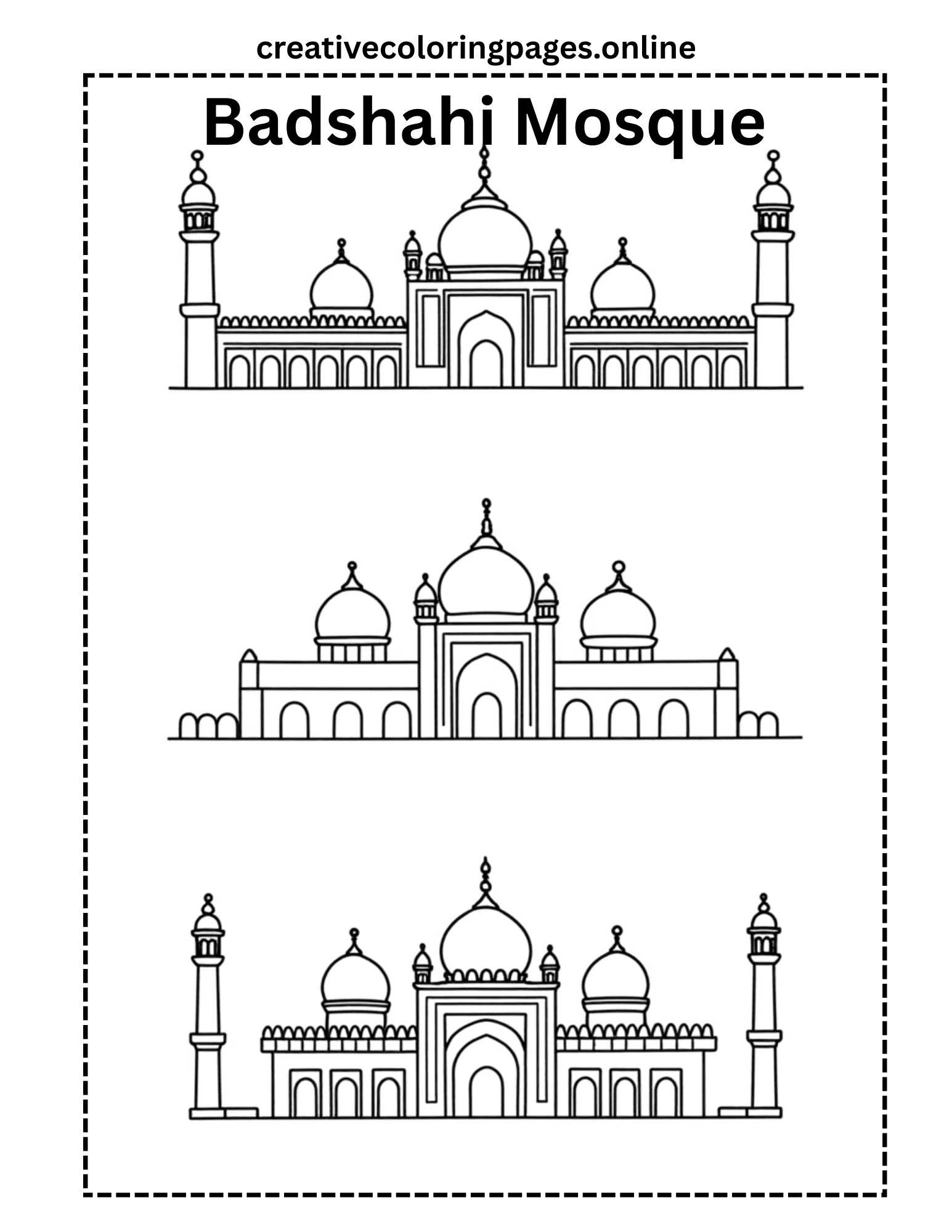 Free Badshahi Mosque Coloring Page - Image 1