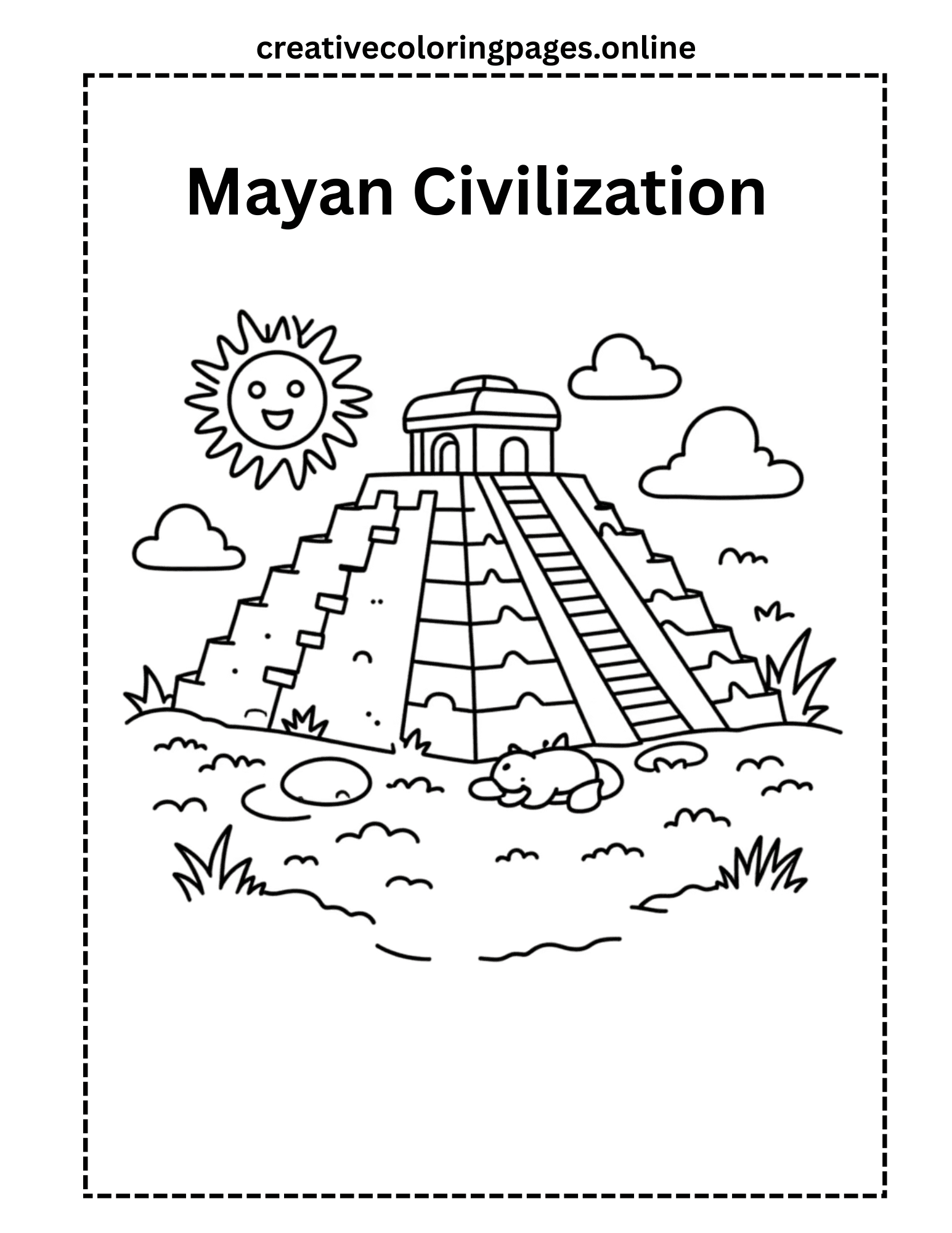 Free Mayan Civilization Coloring Page - Image 1