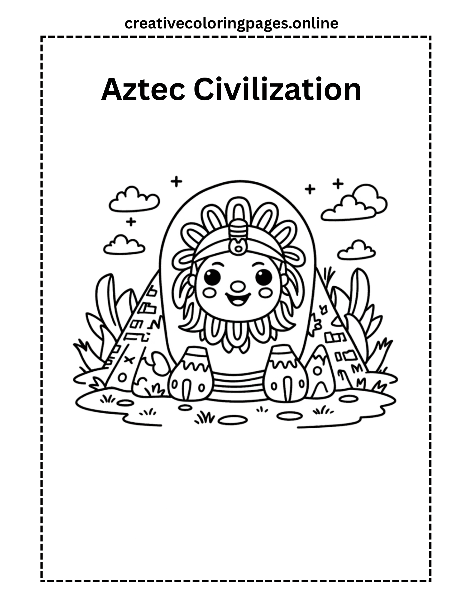 Free Aztec Civilization Coloring Page - Image 1