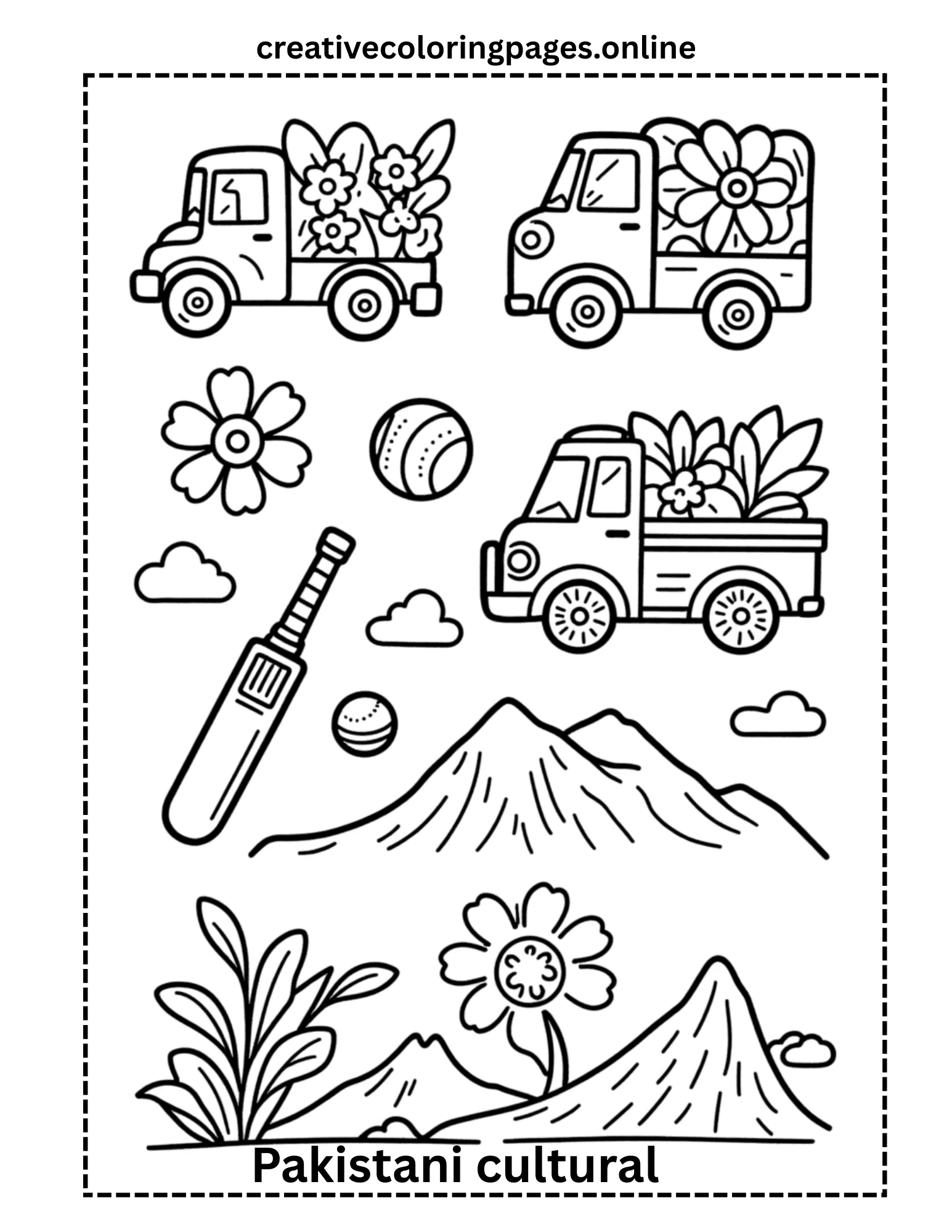 Free Pakistani Culture Coloring Page - Image 1