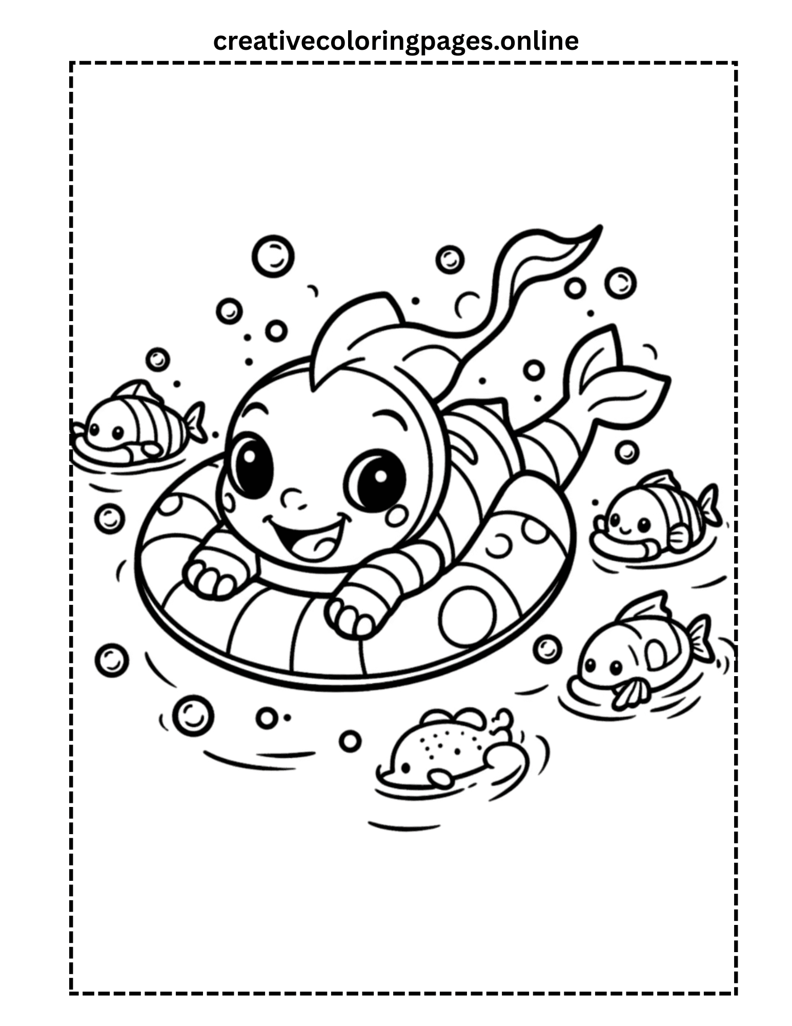Cute Baby Fish Pool Float Coloring Page