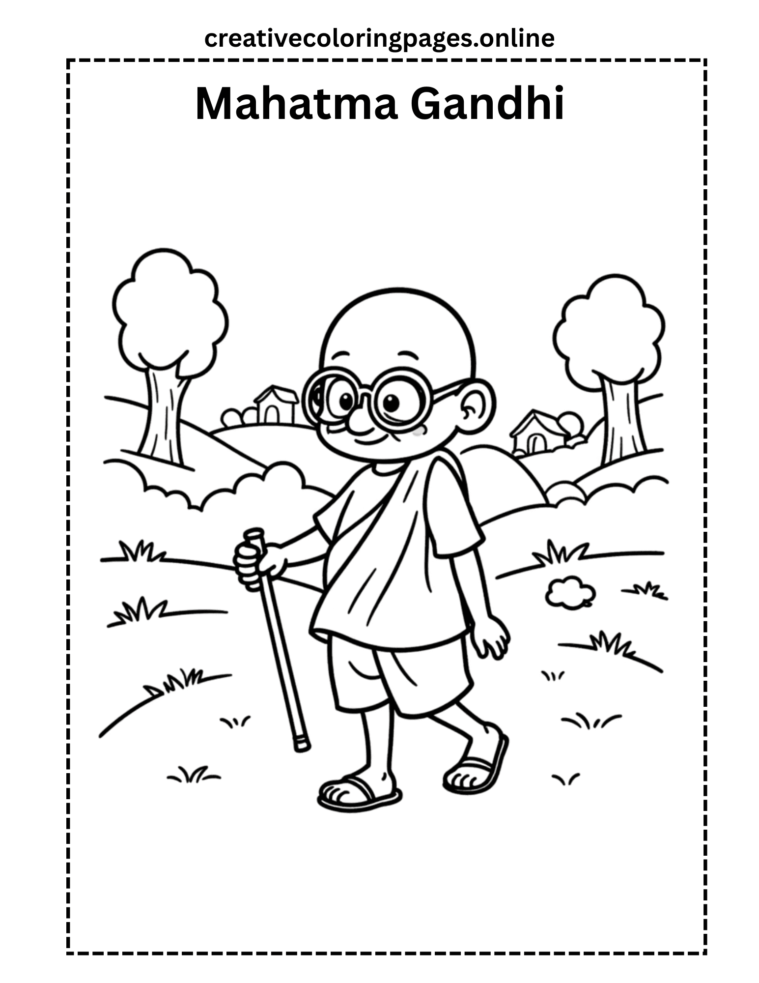 Mahatma Gandhi Coloring Page Free Printable Kids