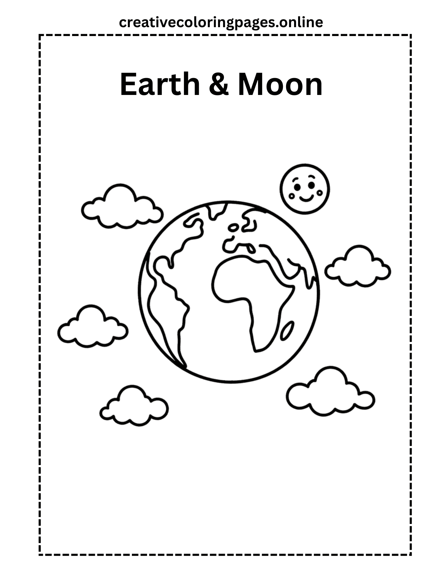 Earth and Moon Coloring Page